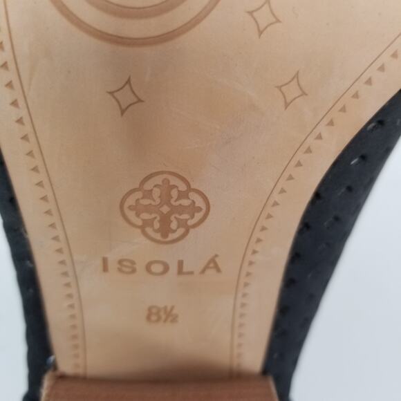 Isola Lora Perforated Block Heel Peep Toe Slingback Sandals Size 8.5 - Picture 6 of 8